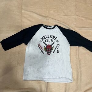 Netflix Black and White Hellfire Club T-Shirt✨ 
messy shirt & semi stained